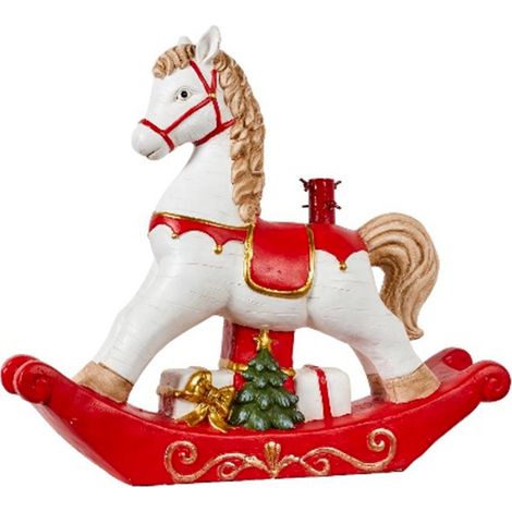 Base per albero di natale cavallo a dondolo in poliresina per decorazioni natalizie -90 cm (1/2)