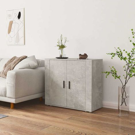 Buffet - Armoire de rangement Enfilade Gris béton 80x33x70 cm Bois d'ingénierie BV433645 - BonneVie (1/5)