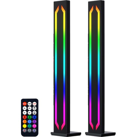 Lampe d'ambiance LED Bluetooth RGB avec contrôle sonore, télécommande et application, lot de 2, noir/blanc (1/5)