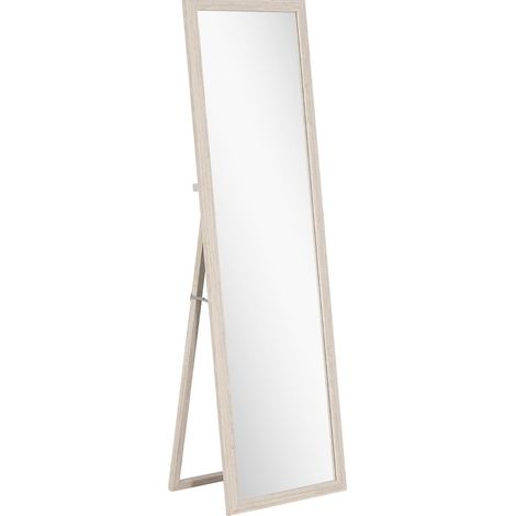 Miroir plein pied 160 x 50 cm rectangulaire avec cadre blanc, verre trempé HD 4 mm, à fixer ou poser, style élégant pour chambre ou dressing  CHICFURN (1/5)