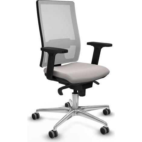 Horna sincro malla blanca similpiel blanco brazos 2D base aluminio  ruedas 65mm engomadas