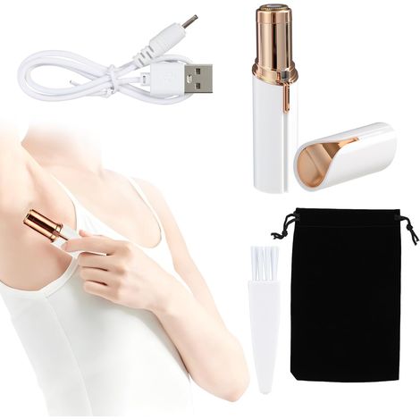Rechargeable facial hair remover for women – Painless facial trimmer with built-in LED light, USB rechargeable, easy-to-clean design, compact and portable for peach fuzz and upper lip hair (1/5)