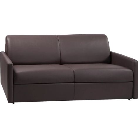 Canapé 4 places convertible express en simili marron - Couchage 160 cm - Matelas 14 cm CALIFE (1/3)