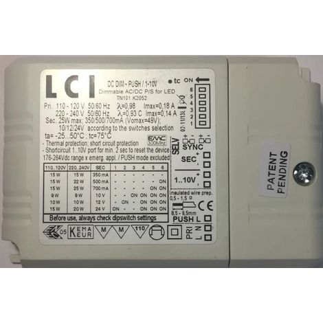 Lci DC DIM-PUSH / 1-10V 25W Dimmable LED Converter