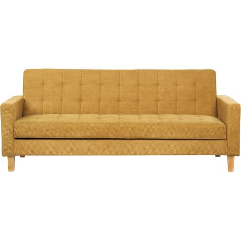Schlafsofa 3-Sitzer VEHKOO Stoff Senfgelb (1/5)