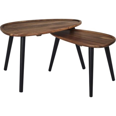 Lot de 2 tables gigognes en acacia VISBY (1/4)