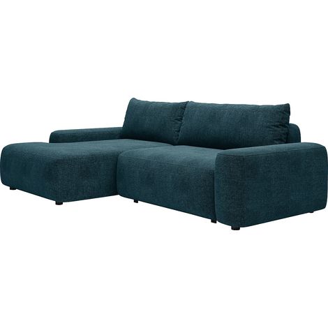 Divano letto angolo a sinistra in Tessuto testurizzato Blu - DAVISO (1/4)