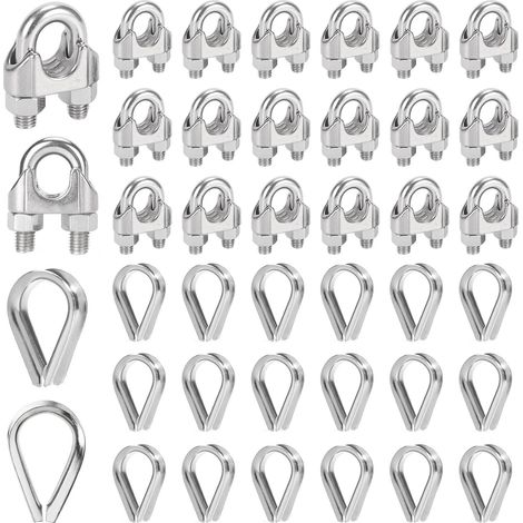 20 x Steel Cable Ties 5 mm with 20 x M5 Cable Lugs, Stainless Steel Cable Clamp Suitable for Wire Diameter 5 mm (1/5)