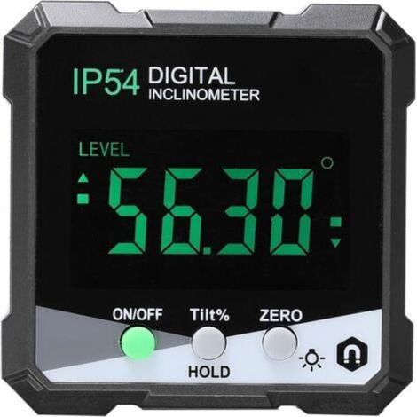 Inclinomètre numérique, détecteur d'angle avec écran LCD, rétroéclairage, base magnétique, haute précision, étanche, alimenté par batterie (1/4)