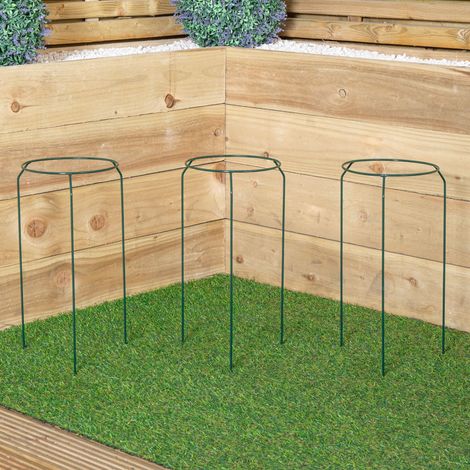 Pack of 3 Tom Chambers Green Metal Herbaceous Garden Plant Support Rings Small (1/5)