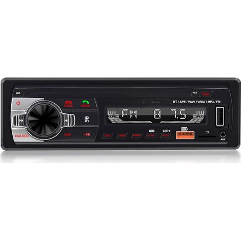 Autoradio stéréo Bluetooth avec Double Port USB, FM, TF, égaliseur, entrée AUX, autoradio 1 DIN avec Lecteur MP3 et kit Mains Libres Bluetooth, 7 Couleurs de lumière (1/5)