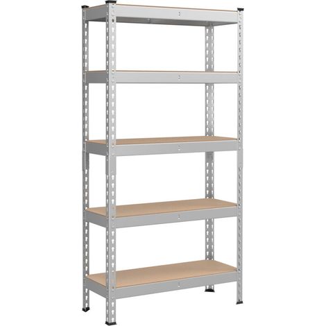 Rayonnage étagère pour Charges Lourdes, étagère de Rangement, étagère de Cuisine, 5 Niveaux, 30 x 75 x 150 cm, Capacité de Charge 875 kg, pour Cave, Garage, Bureau, Argent (1/5)