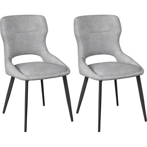 CHICFURN Sedia da pranzo 45x48x86 cm in ciniglia grigia, set da 2, schienale traforato (1/5)