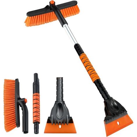 Grattoir à Glace Télescopique avec Brosse Rotative 180°, Poignée Mousse pour Pare-brise SUV (1/5)