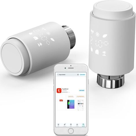 Tête thermostatique connectée programmable – Compatible Alexa et Google Assistant – Vanne thermostatique pour radiateurs à eau chaude – Économie d'énergie (1/5)