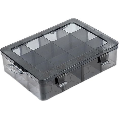 Boîte de rangement organisatrice avec séparateur ajustable et compartiment amovible à grille pour bijoux, perles, boucles d'oreilles, outils, hameçon et petits accessoires-12 Grids (1/5)