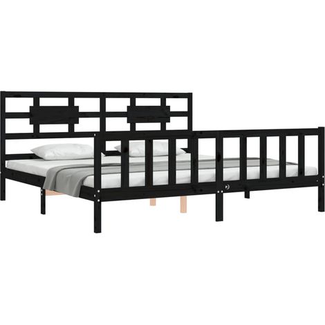 vidaXL Cadre de lit sans matelas noir 200x200 cm bois massif de pin (1/5)