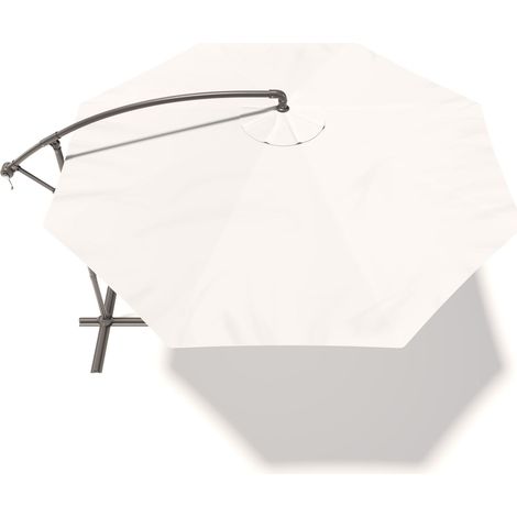 Ombrellone 3x3 M Decentrato Retrattile Braccio Rotabile 360° Chiusura Manovella Base A Croce Giardino Esterno Piscina Bar In Acciaio Inossidabile Telo 180 g/m2 Impermeabile Anti UV (Bianco) - Colore: 