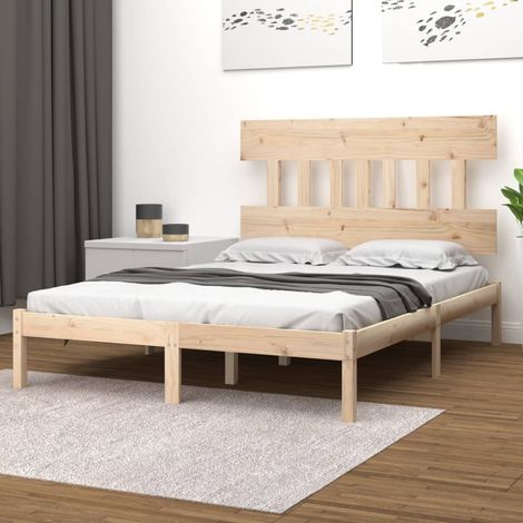 Cadre De Lit Moderne: King Size - Lit Double - Bois massif 200x200 cm Chic-464038 (1/4)