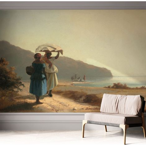 Papier peint adhésif décoratif avec colle pour salon chambre et bureau Installation rapide Promenade en bord de mer 312x219 cm (1/5)