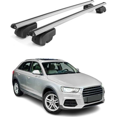 OMAC Aluminium Dachträger Querträger für Audi Q3 8U 2011-2018 – City Crash – ISO/PAS 11154:2006 – Abschließbar – Max. 75 kg – 2 Stangen Silber (1/5)