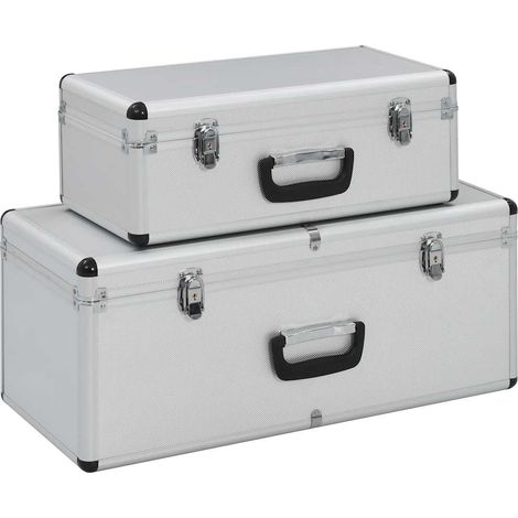 Cajas de almacenamiento 2 unidades aluminio plateado
