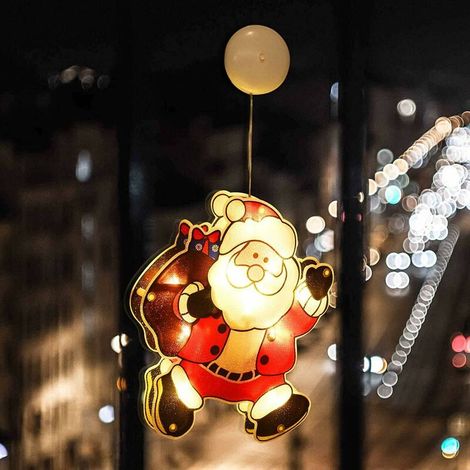 lumières de Noël hong sucker, décorations de Noël LED pour Noël du père Noël, fête, décoration de Noël intérieure et extérieure, lampes suspendues à piles (sac à dos du père Noël) (1/5)