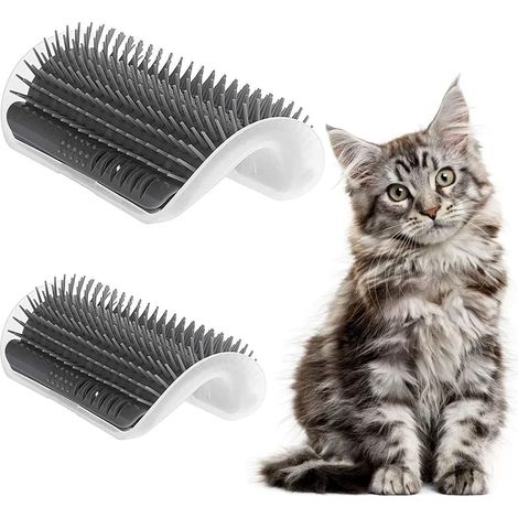 Lot de 2 brosses-peignes de toilettage pour chat, massage et démêlage, tailles L & M, 1 jeu