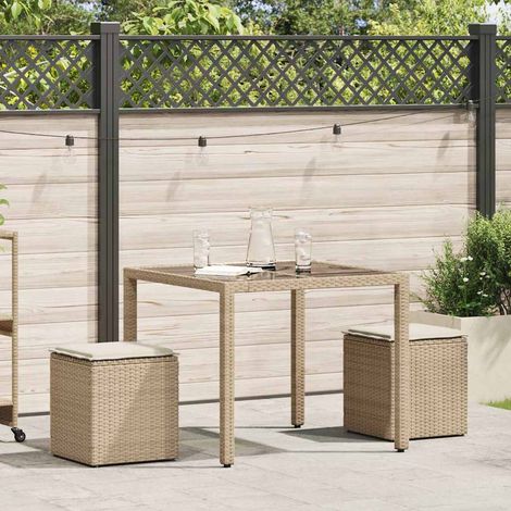 Maison Exclusive - Sgabelli Giardino con Cuscini 4pz Beige 40x40x43 cm Polyrattan