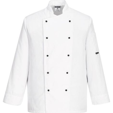 Chaqueta de chef Somerset tejido de polialgodón unisex C834 M Blanco
