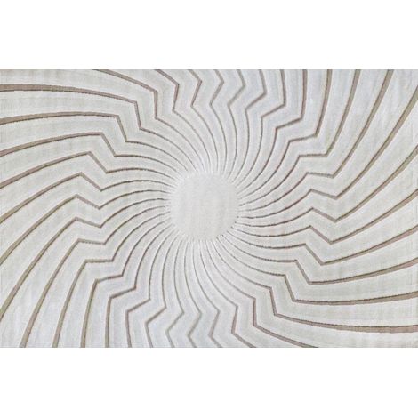Tapis blanc écru à motifs circulaires beiges 160 x 230 cm ALEO