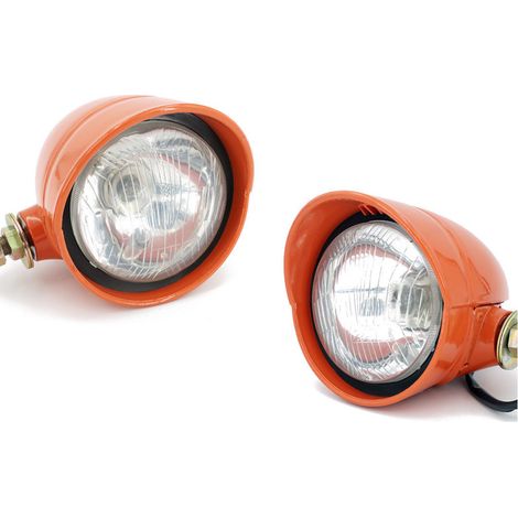 Lot Phares Avant Gauche et droit Orange pour Tracteur CNH 5118925 compatible avec Fiat / Someca