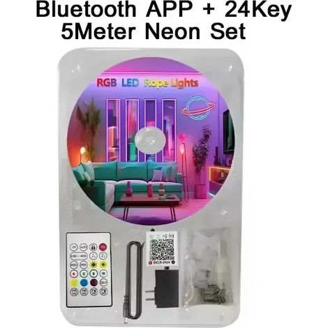 Guirlande lumineuse LED néon (5 m - Prise UE) étanche et flexible, avec contrôle musical et changement de couleur, idéale pour la décoration de chambre. (1/5)