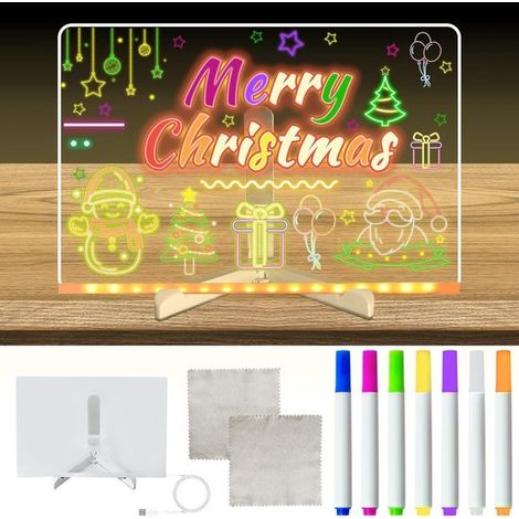 Bacheca a LED colorata,lavagna acrilica luminosa,lavagna a LED per disegnare per bambini con supporto,7 pennarelli,grande 3020 cm