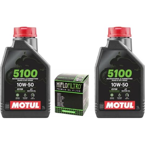 Aceite MOTUL 5100 10W50 2L ESTER MA2 + filtro Hiflo HF652 Ktm Sxf Fc Exc Fe Ex (1/5)