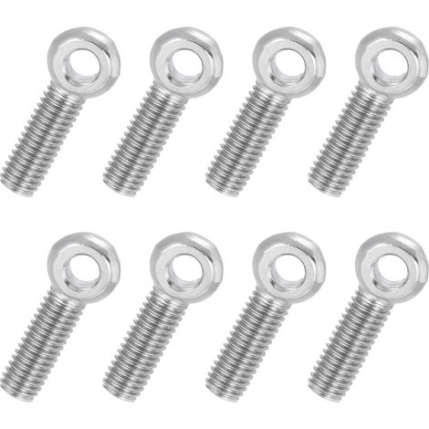 8 Pcs Boulon à Œil M8x30mm Boulon à Œillet de Levage pour Balancement d'Épaule, Vis Filetage Complet en Acier Inoxydable 304, Filetage Métrique Trou Coulissant, Couleur Argentée (1/5)