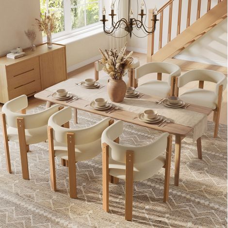 Set di 6 sedie da pranzo 47x48x72,5 cm in tessuto beige con schienale ergonomico – MEUBLIV (1/5)
