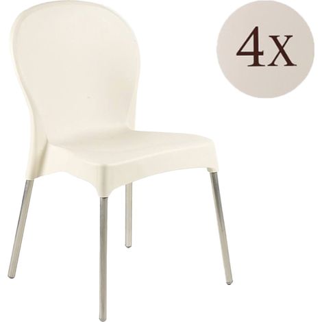 Sedia da Esterno Eclectic, 4 Sedie, Impilabile Made in Italy, Peso Supportato 120 kg, Beige