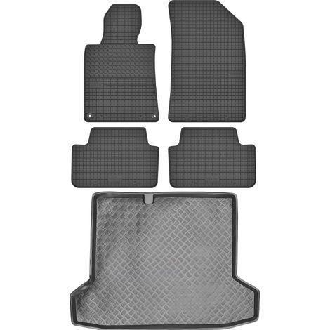 Set di tappetini in gomma per auto e tappetino per bagagliaio per Peugeot 508 I Berlina dal 2010 al 2017.
