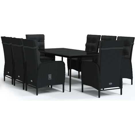 Maison Exclusive - Set da Pranzo da Giardino 9 pz con Cuscini Nero (1/5)