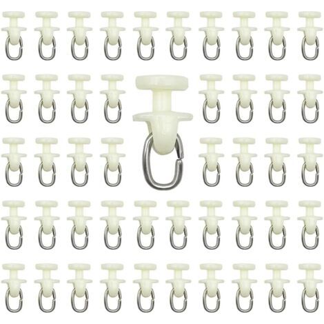 Rouleaux de Rail de Rideau-100 pièces Rail intérieur Crochet de Rideau Rail Glisseur Rail,Rideau Poulie à Rideaux en Plastique(Blanc) (1/5)