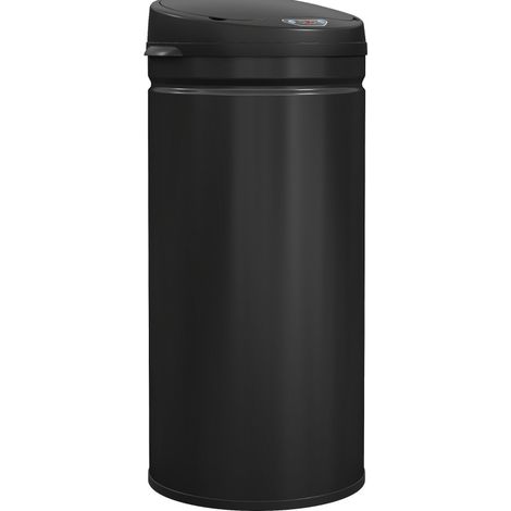 42-L-Sensor-Mülleimer aus schwarzem Edelstahl mit Soft-Close-Deckel (1/5)