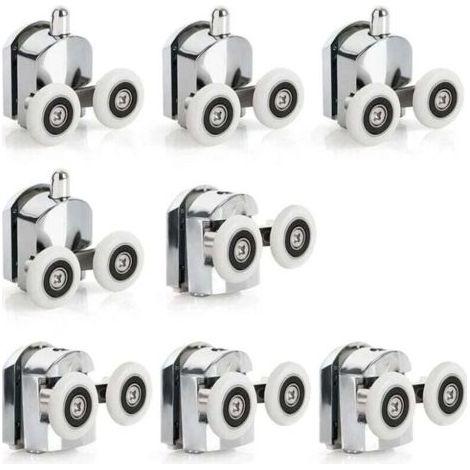 8 Roulettes de Porte de douche coulissante en alliage de Zinc, roulettes de remplacement de 25mm de diamètre, doubles roues pour salle de bain (1/4)