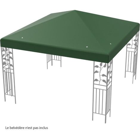 Abri ombragé et protégé de la pluie avec cette toile de tonnelle 300 x 300 cm, vert foncé, pour jardin et camping (1/5)