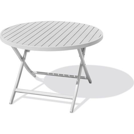 Table de jardin pliante ronde Ø 110 cm – Aluminium gris – 4 places – Hauteur 73 cm – DCB Garden – Citygarden