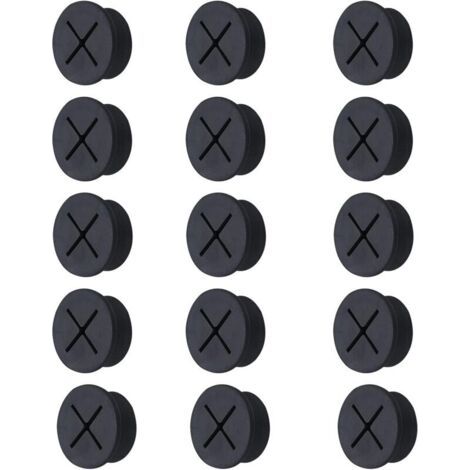 Passe Câble en Silicone, Oeillets de Trou de Câble, Couvercle de Trou de Câble, Câble Oeillet, Passe Câbles en Plastique, Trou Passe Câbles Ronds, pour Les Bureaux Couvercle Trou Rangement, 15 Pièces