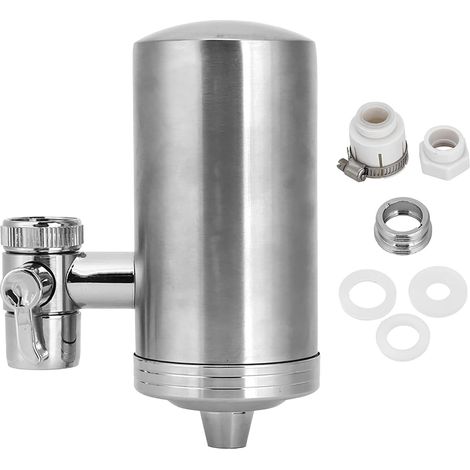 Filtre à eau monté sur robinet, purificateur de robinet d'évier de cuisine domestique en acier inoxydable pour réduire le chlore et le plomb (1/5)