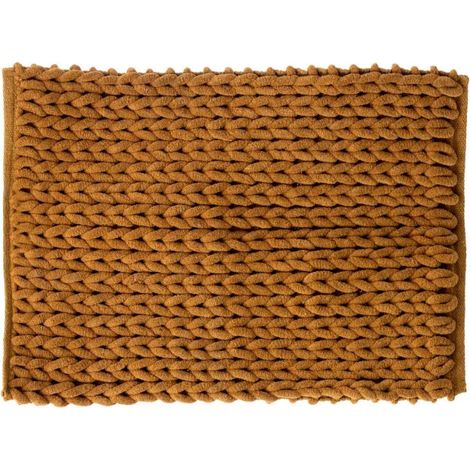 Tapis Salle de Bain "Tissé Épais" 50x75cm Marron Tabac (1/3)