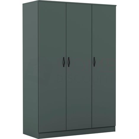 Riano 3 Door Wardrobe With Hanging Rail & Storage Shelf, Green