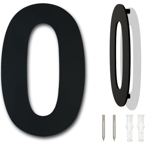 Hausnummer aus schwarzem Edelstahl，25,4 cm，Ziffer 0，Schwebende Hausnummer，Hausnummer aus Metall，Hausnummer für den Außenbereich，3D-Hausnummer (1/5)